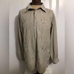 Men’s Tan Dress Shirt with Design. Large.